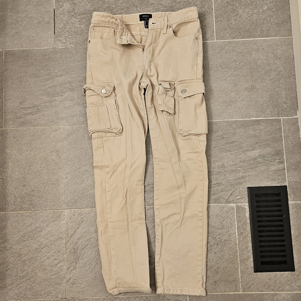 Cream/Beige Utility Pants Forever 21